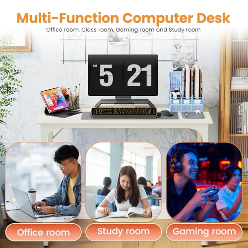 Dkelincs 40 Inch Small Computer Desk Home Office Desk Writing Desk Modern Simple Style Study Work Table with Metal Frame, Easy Assembly, Adjustable Feet, Water-Resistant, Scratchproof Surface, White - color: White, size: 40 Inch