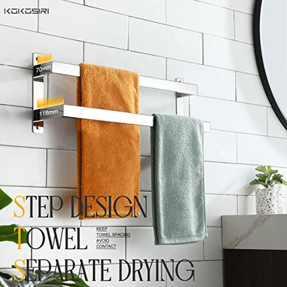 KOKOSIRI Towel Bars Bath Towel Holders 20-Inch Chrome Bathroom 2-Tiers Ladder Towel Rails Wall Mounted Towels Shelves Rack Polished Stainless Steel, B5008CH-L20 - color: Polished Chrome, size: 20-Inch