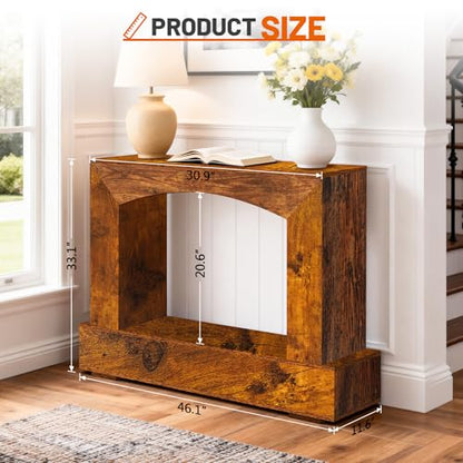 Sonharlar 46 Inch Entryway Table U-Shaped, Wooden Console Table with Socket Farmhouse Sofa Table for Entrance, Hallway, Living Room,Behind Couch(Rustic Brown) - color: Rustic Brown, size: 46IN UH