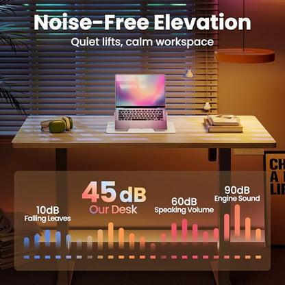 HUANUO 40x24 Inch Electric Standing Desk, Height Adjustable, Light Walnut | Smooth Home Office Desk, 176lbs Capacity with 4 Memory Presets & Headphone Hooks. Easy to assemble Computer Gaming desk - color: Natural, size: 40" X 24"