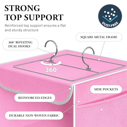 Simple Houseware 5 Shelf Hanging Closet Organizer, Pink - color: Pink, size: 5 Shelf