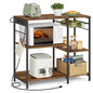 VASAGLE Baker's Rack, Coffee Bar Stand with Charging Station, 35.6 Inches Tall, Storage Shelves, Pull-Out Wire Basket, Table for Microwave, Kitchen, Rustic Brown and Ink Black UKKS036K01 - color: Rustic Brown + Ink Black, style: With Power Outlet