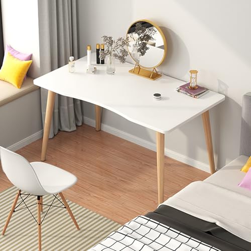 Small Computer Desk Study Work Table Simple Style Modern Wood Writing Table for Home Bedroom Office White