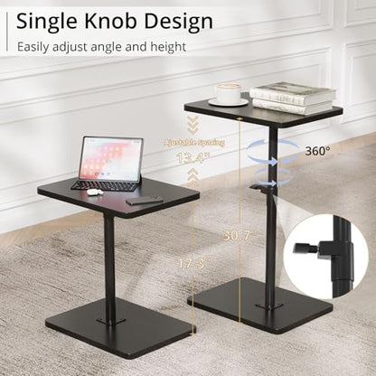 TV Trays for Eating on Couch - Height Adjustable C Shaped End Table with 360° Swivel, Slide Under Sofa Side Table for Small Spaces, Snack Table for Bed Chair Living Room Bedroom Laptop, Black - color: Black