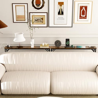 Aduanbang 5.9" Console Table with Outlet – Narrow Sofa Table, Behind Couch Table for Living Room & Hallway, 5.9" x 39.4" x 30", Metal Frame, Rustic Brown - color: Rustic Brown, size: 5.9"D x 39.4"W x 30"H