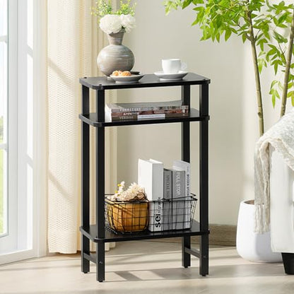YUFAM Side Table End Table Tall Night Stand 3-Tier for Living Room Bedroom Bathroom Office Furniture Black - color: Black, size: 3 Tier