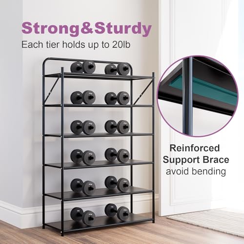 6 Tier No-Assembly Shoe Rack, Foldable Shoes Rack Organizer Without Installation, Portable Solid Metal Shoe Shelves for Closet, Entryway, Front Door Entrance - size: 6 Tier