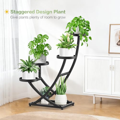 Outdoor Plant Stand Metal Plant Stand Indoor, 5 Tier Heavy Duty Corner Plant Stands, Plant Shelf for Tall Plant Holder Shelves for Living Room Bedroom Modern Home Decor
