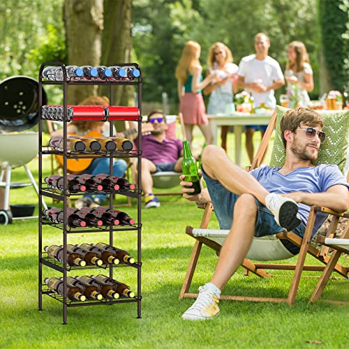 smusei Water Bottle Organizer 7 Tier Free Standing Vertical Metal Water Bottle Rack Shelf Adjustable Water Bottle Beverage Drink Stand Holder for Kitchen Pantry Food Storage, Bronze - size: 7 Tier
