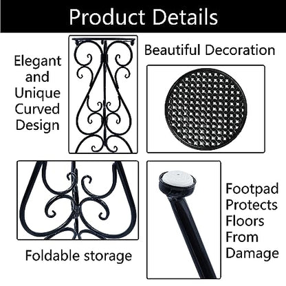 NAKUPE Metal Plant Stand Indoor Outdoor, Single Flower Pot Stands 22.5 Inch Tall, Planter Pedestal Holder for Patio Corner Garden Porch Farmhouse, Black(1 Pack)
