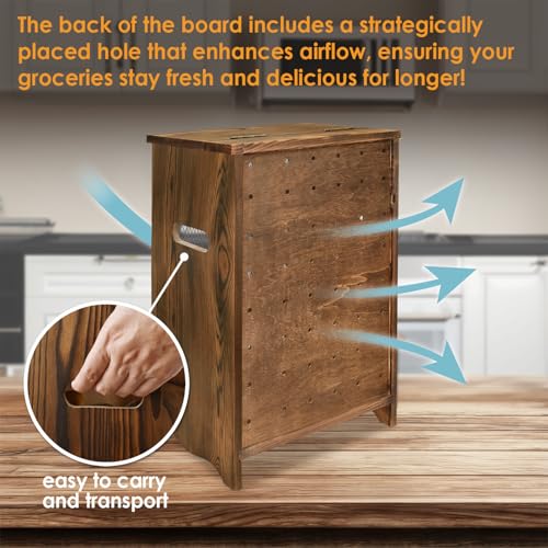 Ikee Design Free Assemble Wood Countertop Potato and Onion Storage Cabinet | Pine wood countertop cabinet with removable shelf stores bread, potatoes, onions and pantry essentials; fully assembled. - color: Rustic Brown, 2 Door