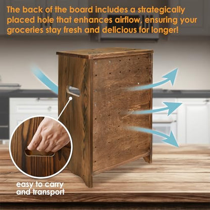 Ikee Design Free Assemble Wood Countertop Potato and Onion Storage Cabinet | Pine wood countertop cabinet with removable shelf stores bread, potatoes, onions and pantry essentials; fully assembled. - color: Rustic Brown, 2 Door