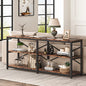 Tribesigns 70.9 Inch Extra Long Console Table, Modern Sofa Table Behind Couch Table with Storage Shelves, 3-Tier Industrial Hallway Entryway Table for Living Room, 3 Shelf Bookshelf(Brown) - color: Brown