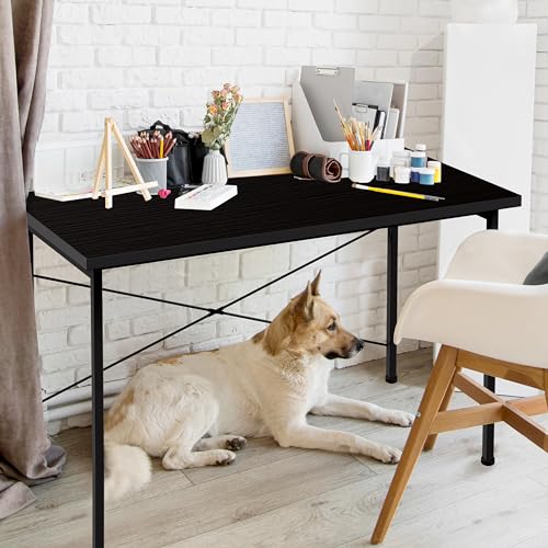 Small Space Writing Desk with Headphone Hooks, Modern Simple Design, Suitable for Study, Home Office and Living Room - color: Basic Black, size: 32 Inch