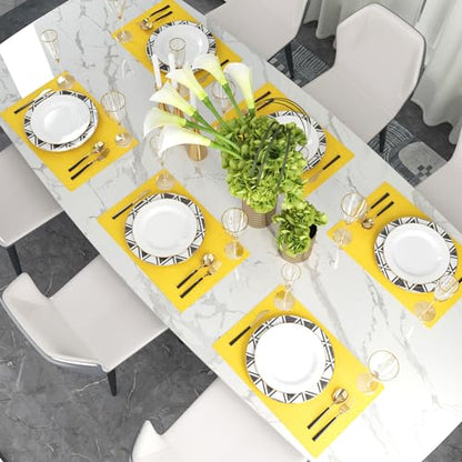4 Piece Soft Handmade Faux Linen Place Mats Heat Resistant Dining Table Place Mats Kitchen Table Mats 12x18 Yellow - color: Yellow, size: Rectangular Placemats 12" x 18"