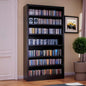 55" Media Storage Cabinet, Metal CD Storage Rack with 6 Adjustable Shelves, Large DVD Storage Shelf Rack for Living Room, Home Entertainment (Black)