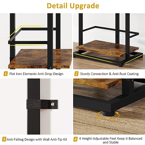 Hosfais Book Shelf Narrow Bookshelf: 5 Tier Wood Bookcase with Metal Edge Protection Industrial Modern Bookshelf Book Storage Organizer for Living Room Bedroom Home Office (Rustic Brown) - color: Brown