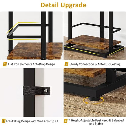 Hosfais Book Shelf Narrow Bookshelf: 5 Tier Wood Bookcase with Metal Edge Protection Industrial Modern Bookshelf Book Storage Organizer for Living Room Bedroom Home Office (Rustic Brown) - color: Brown