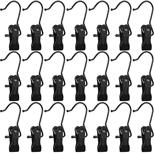 Hotop 48 Pieces Boot Hanger Clips for Closet, Laundry Hanging Hooks Heavy Duty Clips Boot Holder Portable Single Hooks Space Saving for Pants Jeans Clothes Hats Tall Towels (Black) - color: Black