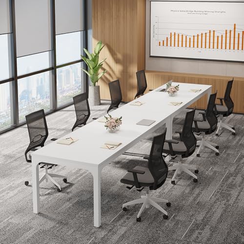 Tribesigns 6.5 FT Conference Room Table, 78.74" W x 27.56" D Large Office Conference Table, Modern Seminar Meeting Table Desk for Boardroom, Meeting Room (1, White) - color: White