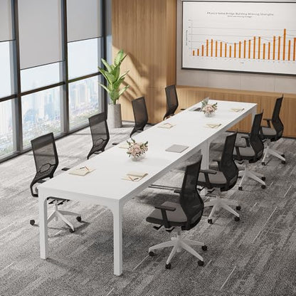 Tribesigns 6.5 FT Conference Room Table, 78.74" W x 27.56" D Large Office Conference Table, Modern Seminar Meeting Table Desk for Boardroom, Meeting Room (1, White) - color: White