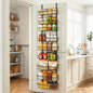 9-Tier Over The Door Pantry Organizer – Spice Rack with Side Hooks, Hanging Storage Basket for Back of Door, Home & Kitchen Essentials for Laundry Room & Bathroom Organization – Black