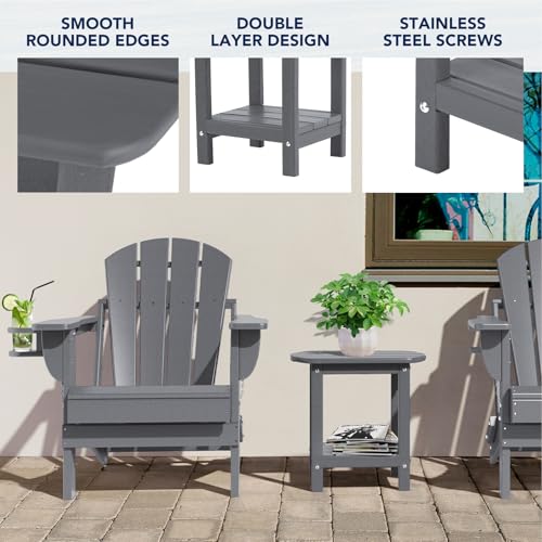 nalone Adirondack Side Table 16.5" Outdoor Side Table HDPE Plastic Double Adirondack End Table Small Table for Patio(Grey) - color: Grey