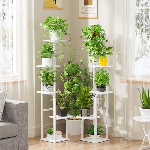 Asgolion 5 Tier Plant Stand Indoor, Plant Shelf for Multiple Plants, Flower Pot Holder Shelf, Planter Display Rack for Patio Garden Balcony Living Room Bedroom Decor, White