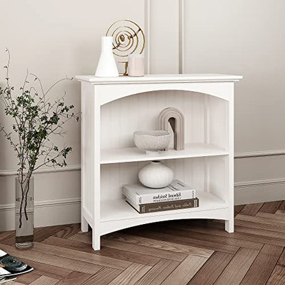 eHemco 2 Tier Bookcase with 2 Arched Supports, 29 Inches, White - color: White, size: 2 Tier
