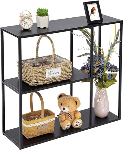 HDANI Console Table, Narrow Entryway Table, 3 Tier Metal Hallway Table, 9.8''Dx31.5''Wx29.7''H(Black) - color: Black, size: 9.8"D×31.5"W×29.7"H
