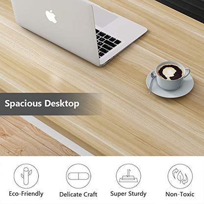 Tribesigns Computer Desk, 47 inch Modern Simple Office Desk Computer Table Study Writing Desk for Home Office, Light Walnut - color: Walnut+white, size: 47*23.6 inch