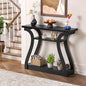 47" Wood Console Table for Entryway, Narrow Sofa Table with 3-Tier Shelves | Curved Legs Farmhouse Hallway Table, Skinny Console Table Behind Couch, Rustic Wooden Entry Table for Living Room (Black) - color: Black