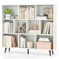 Tangkula 10-Cube Bookcase, Modern 47”L Storage Bookshelf with 5 Tapered Metal Legs & 2 Anti-Tip Kit, Freestanding Display Rack for Living Room, Study Room (White, 10-Cube) - size: Standard 10-Cube