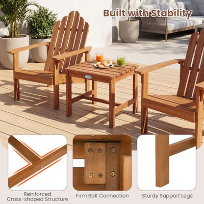 Tangkula Patio Acacia Wood Side Table, 17" Square End Table with Slatted Tabletop, Outdoor Wooden Accent Bistro Table for Backyard, Poolside, Garden, Porch, Indoor (Natural,1)