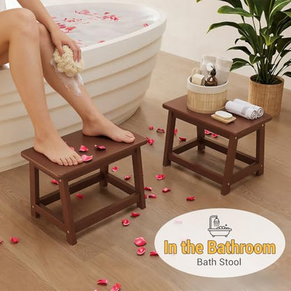 Wooden Step Stool, Foot Stool, Shoe Bench, Small Side End Table, Small Sofa Foot Stool for Bathroom Living Room Bedroom Kitchen Entryway Modern Sturdy 16.5x11x11.8inchs (Coffee) - color: Coffee, size: Small