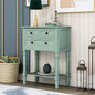 MTHOUSE Solid Wood Narrow Console Table, Entryway Table for Hallway & Living Room, Slim Sofa Table with 3 Drawers & Shelf, Easy Assembly Storage Furniture (Retro Blue) - color: Retro Blue
