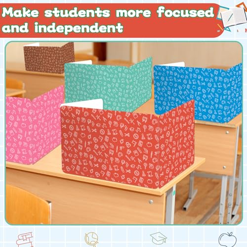 gisgfim 24 Pack Privacy Shields for Student in 12 Vibrant Colors Desk Dividers Durable Privacy Folders Testing Divider Shield Study Boards Panel Partition for Classroom Teacher Back to School Supplies - style: Vibrant