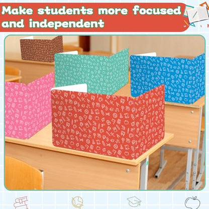 gisgfim 24 Pack Privacy Shields for Student in 12 Vibrant Colors Desk Dividers Durable Privacy Folders Testing Divider Shield Study Boards Panel Partition for Classroom Teacher Back to School Supplies - style: Vibrant