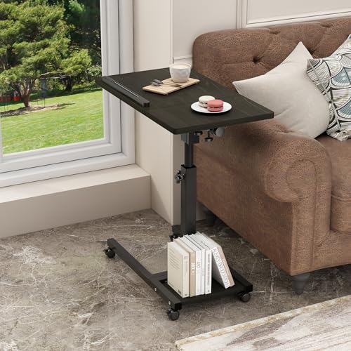 TigerDad Mobile Adjustable Height Laptop Stand PC Computer Portable Notebook Swivel Laptop Desk Rolling Table Desk Cart Tiltable with Wheels Casters& Mouse Pad Table (Dekuwood) - color: Dekuwood