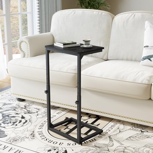 7-Level Adjustable C-Shaped End Table, Small Side Table for Couch, Sofa TV Tray Table for Living Room, Bedroom, Bedside ET-SA-BKW1 - color: Black