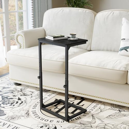 7-Level Adjustable C-Shaped End Table, Small Side Table for Couch, Sofa TV Tray Table for Living Room, Bedroom, Bedside ET-SA-BKW1 - color: Black
