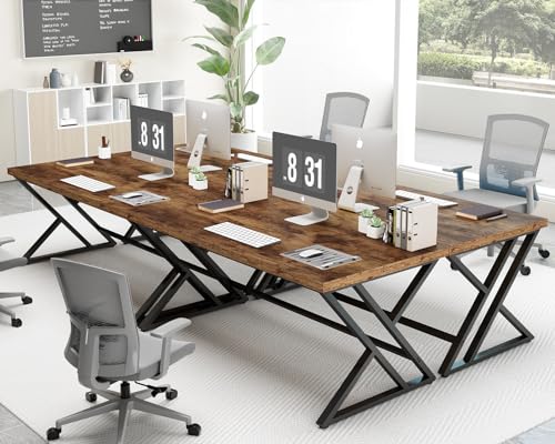LVB Rustic Wood Computer Desk, Metal Home Executive Office Desk, Industrial Large Gaming Writing Desk, Wooden Student Study Computer Table for Bedroom Living Room, Rustic Brown, 60 Inch - color: Rustic Brown, size: 60 inch