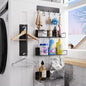 Magnetic Shelves for Washing Machine, 5 Pack Heavy Duty Laundry Shelf Organizer with Hooks, Strong Magnetic Storage Rack for Washer, Dryer, Refrigerator & Kitchen Laundry Organizer (Black)