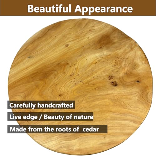 Round Live Edge Wood End Table, 14" Small Natural Wood Side Table with Hairpin Legs, Rustic Modern Nightstand, Small Wood Coffee Table for Living Room Bedroom Office - size: 14" L x 14" W x 17" H