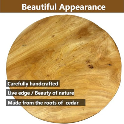 Round Live Edge Wood End Table, 14" Small Natural Wood Side Table with Hairpin Legs, Rustic Modern Nightstand, Small Wood Coffee Table for Living Room Bedroom Office - size: 14" L x 14" W x 17" H