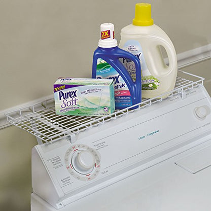 Household Essentials 05100 Rear Display Over-The-Washer Storage Shelf | Organize and Store Laundry Room Supplies | White - color: White