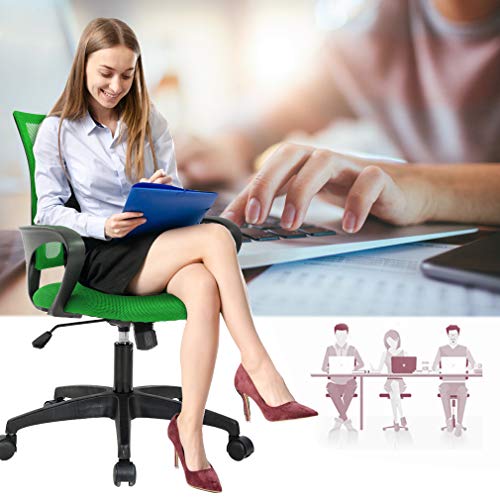 BestOffice Home Office Chair Ergonomic Desk Chair Mesh Computer Chair with Lumbar Support Armrest Executive Rolling Swivel Adjustable Mid Back Task Chair,Green - color: Green, style: pack of 2