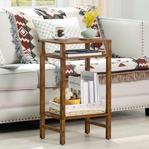 YUFAM Side Table End Table Tall Night Stand 3-Tier 2 Pack for Living Room Bedroom Bathroom Office Furniture Brown - color: Brown, size: 3 Tier