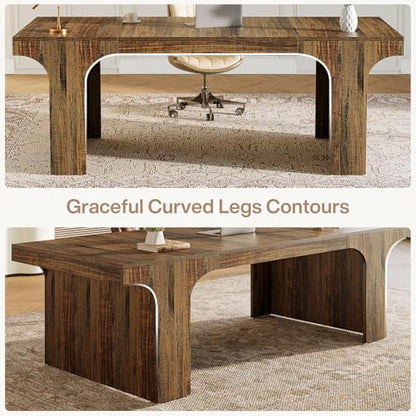 Tribesigns 70.87" Executive Office Desk with Arched Design, Rustic Brown | Modern Wooden Writing Table, Large Workspace Computer Desk Simple Business Furniture for Home Office, Sturdy Room - color: Rustic Brown