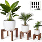 Pinkunn 3 Pcs Wood Plant Stand Indoor Plant Stand for 3-12 Inch Pots Mid-century Modern Plants Stool Plants Pot Holder Home Decor for Balcony Living Room Office Courtyard Detachable(Classic Style) - style: Classic Style